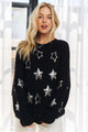Drop Shoulder Sequins Star Sweater Top