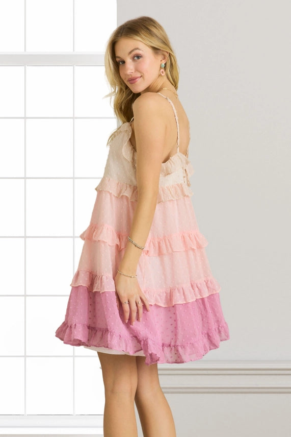 Swiss Dot Mini Dress - Mauve