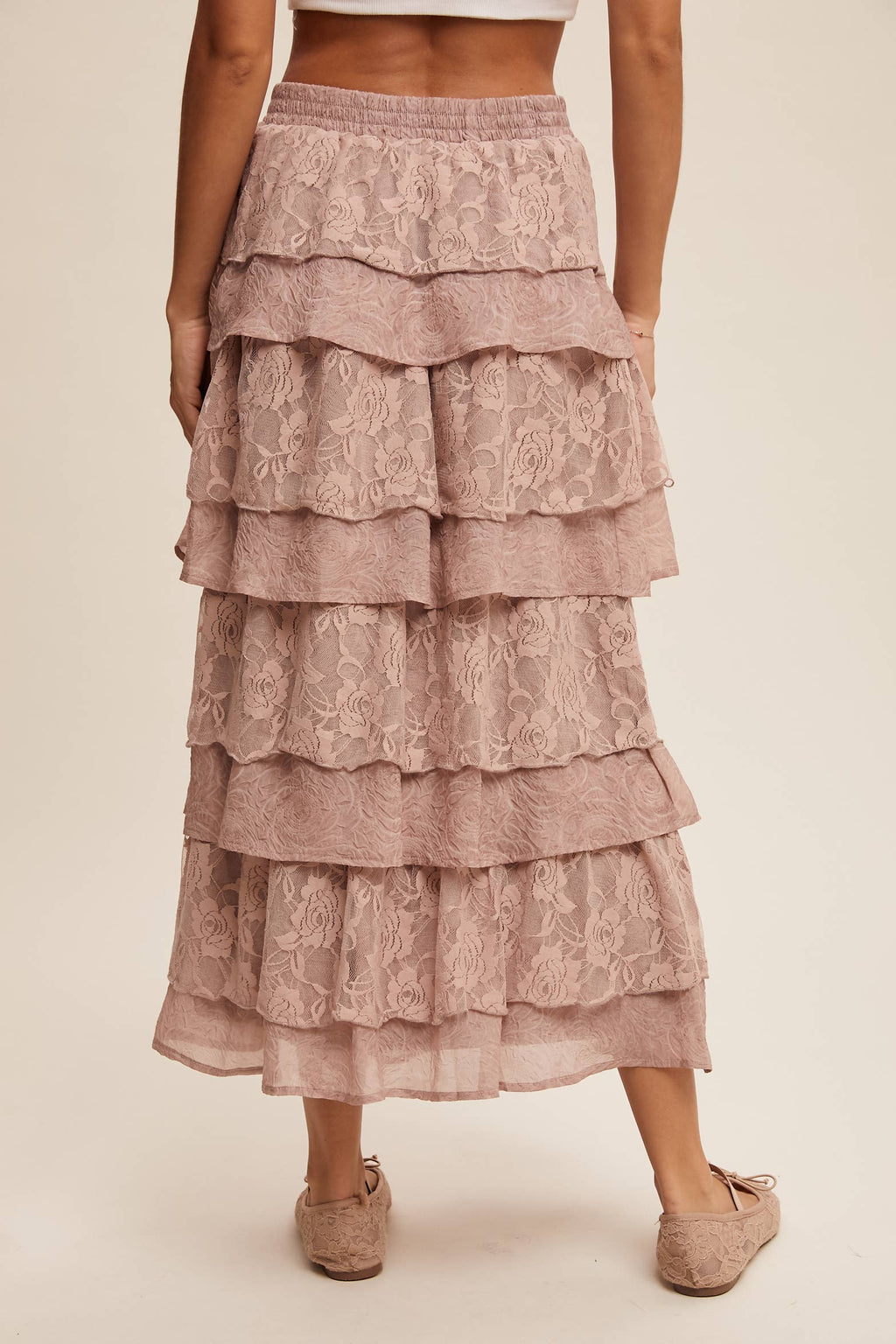 Juliet Floral Lace Tiered Maxi Skirt