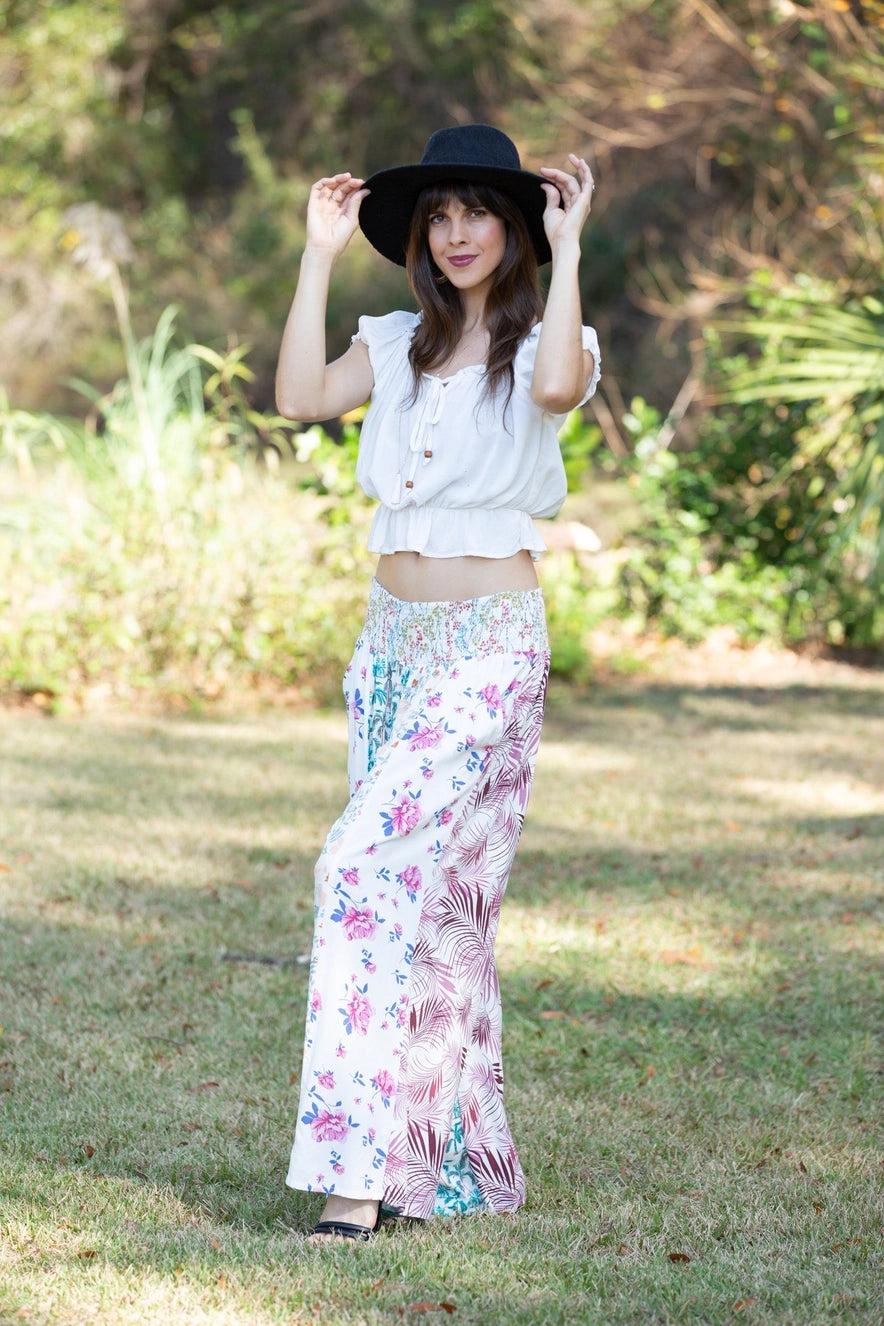 ✨ White Floral Serenity Patchwork Palazzo Pants ✨