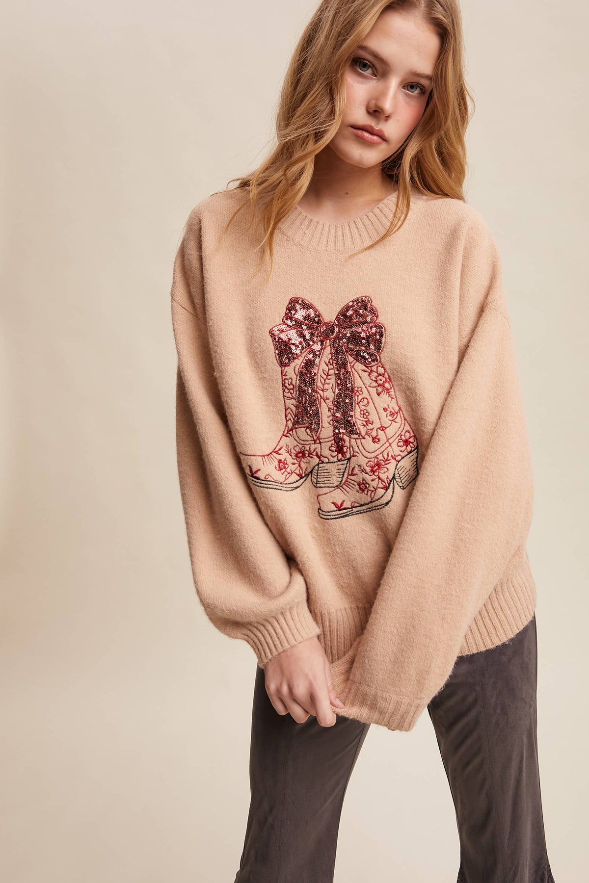 Nashville Sparkle Cowboy Boot Sweater