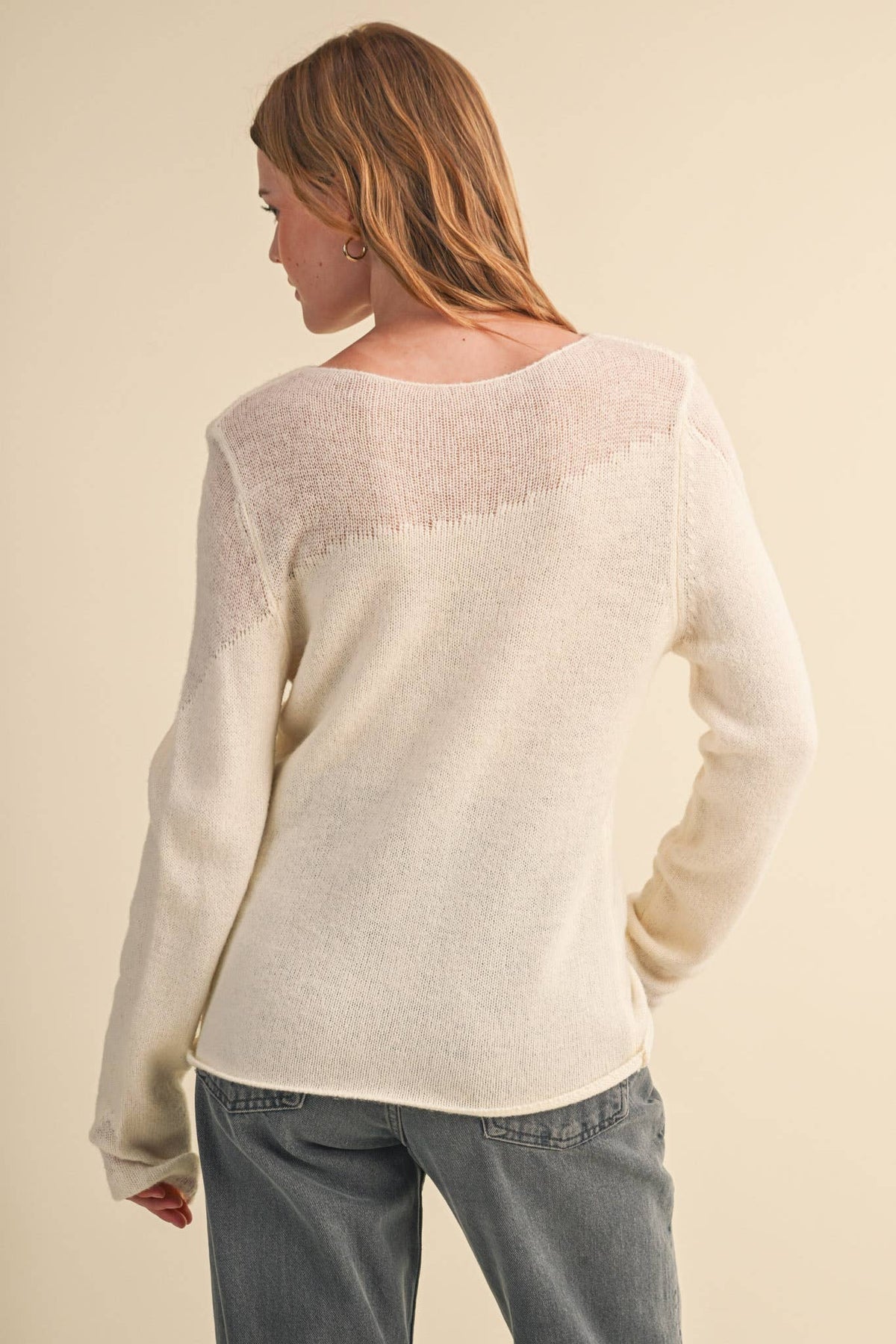 Evelyn Embroidered Boatneck Sweater – Cream