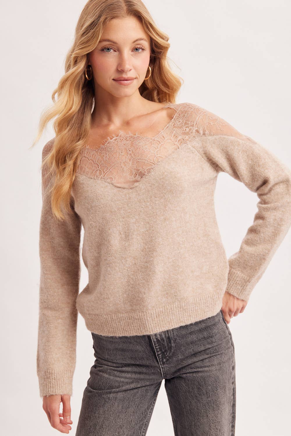 Whisper of Romance Lace Yoke Sweater