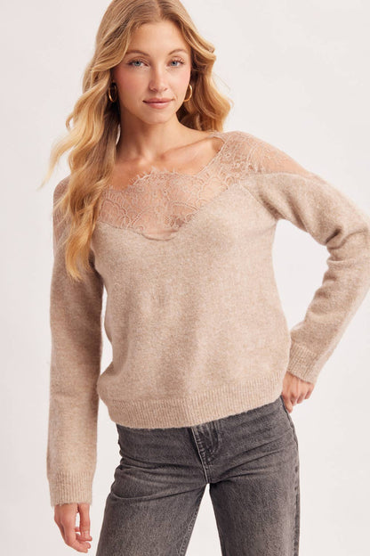 Whisper of Romance Lace Yoke Sweater