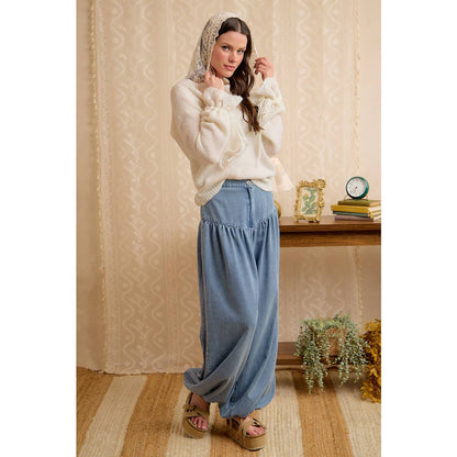 Colette Lace-Trim Hooded Knit Sweater Top