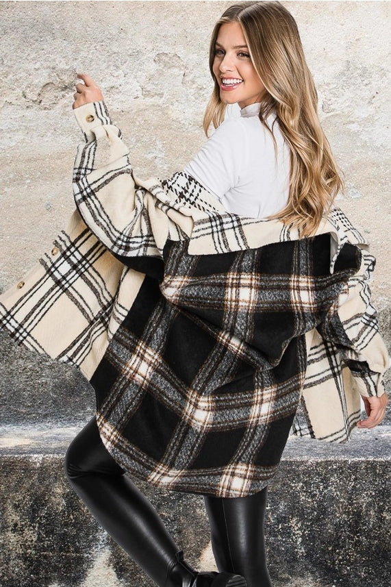 Plaid Jacket with Contrasted Back