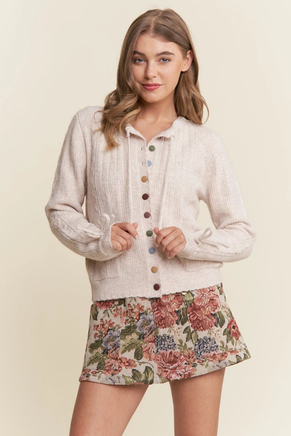 Soft Knit Multi-Color Button Cardigan