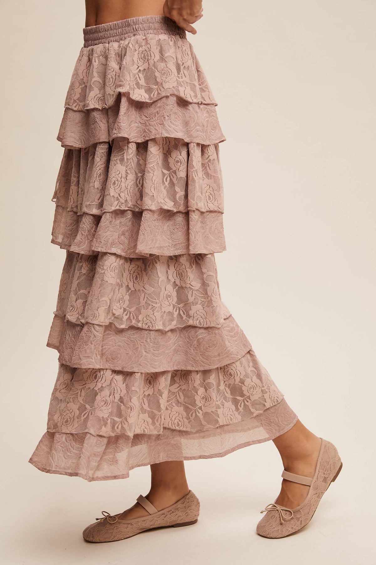 Juliet Floral Lace Tiered Maxi Skirt