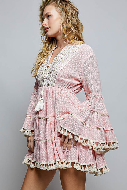 ✨ Boho Chic Embroidery & Tassel Mini Dress ✨