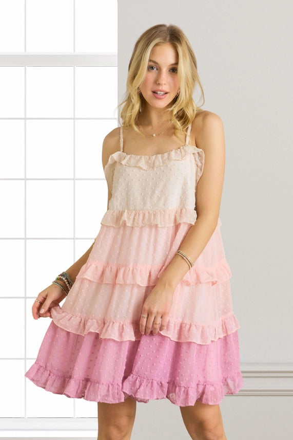 Swiss Dot Mini Dress - Mauve