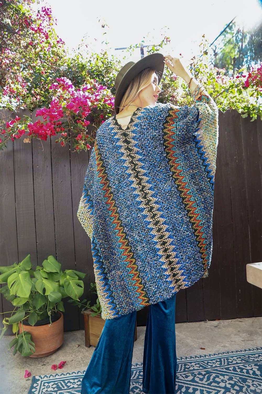 Western Crochet Patterned Ruana