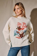 Après-Ski Bear Graphic Mock Neck Sweater