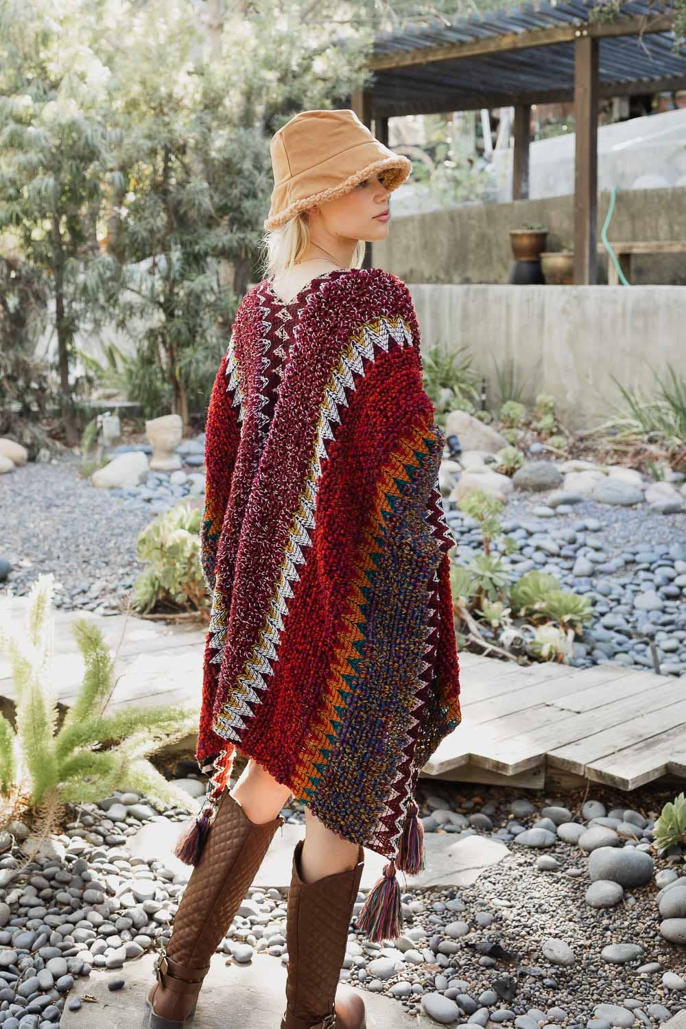 Western Crochet Patterned Ruana