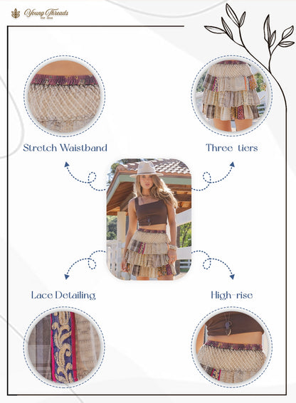 Artisan Patchwork Ruffle Mini Skirt ✨