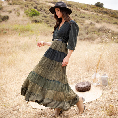 Autumn Whimsy Patchwork Maxi Dress