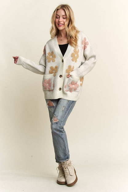 Button Down Floral Cardigan