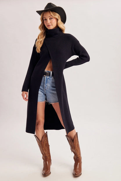 Horizon Overlap Knit Longline Sweater