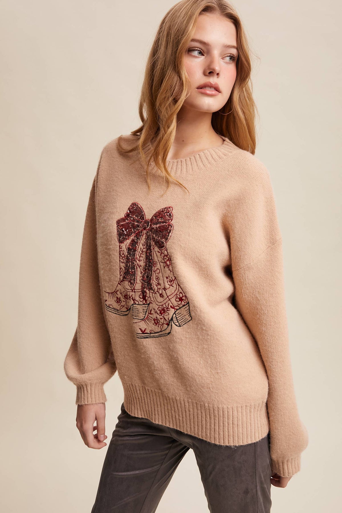 Nashville Sparkle Cowboy Boot Sweater