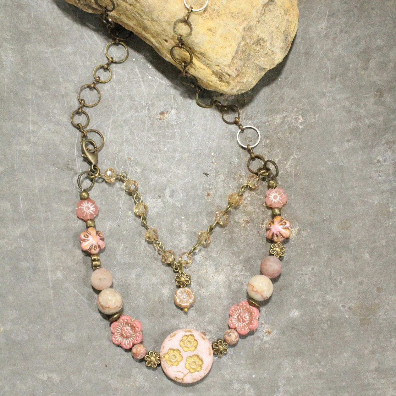 Czech Me Out Blushing Pink Layered Necklace