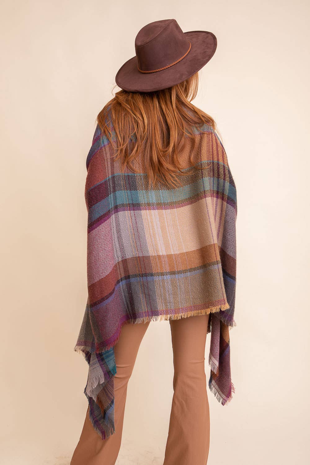 Multicolor Plaid Pocket Ruana