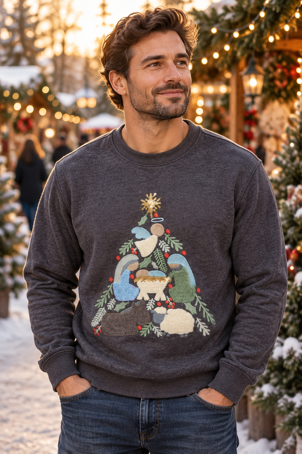 Unisex Nativity Scene Christmas Sweatshirt