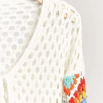 Embroidered Sleeve Cropped Cardigan