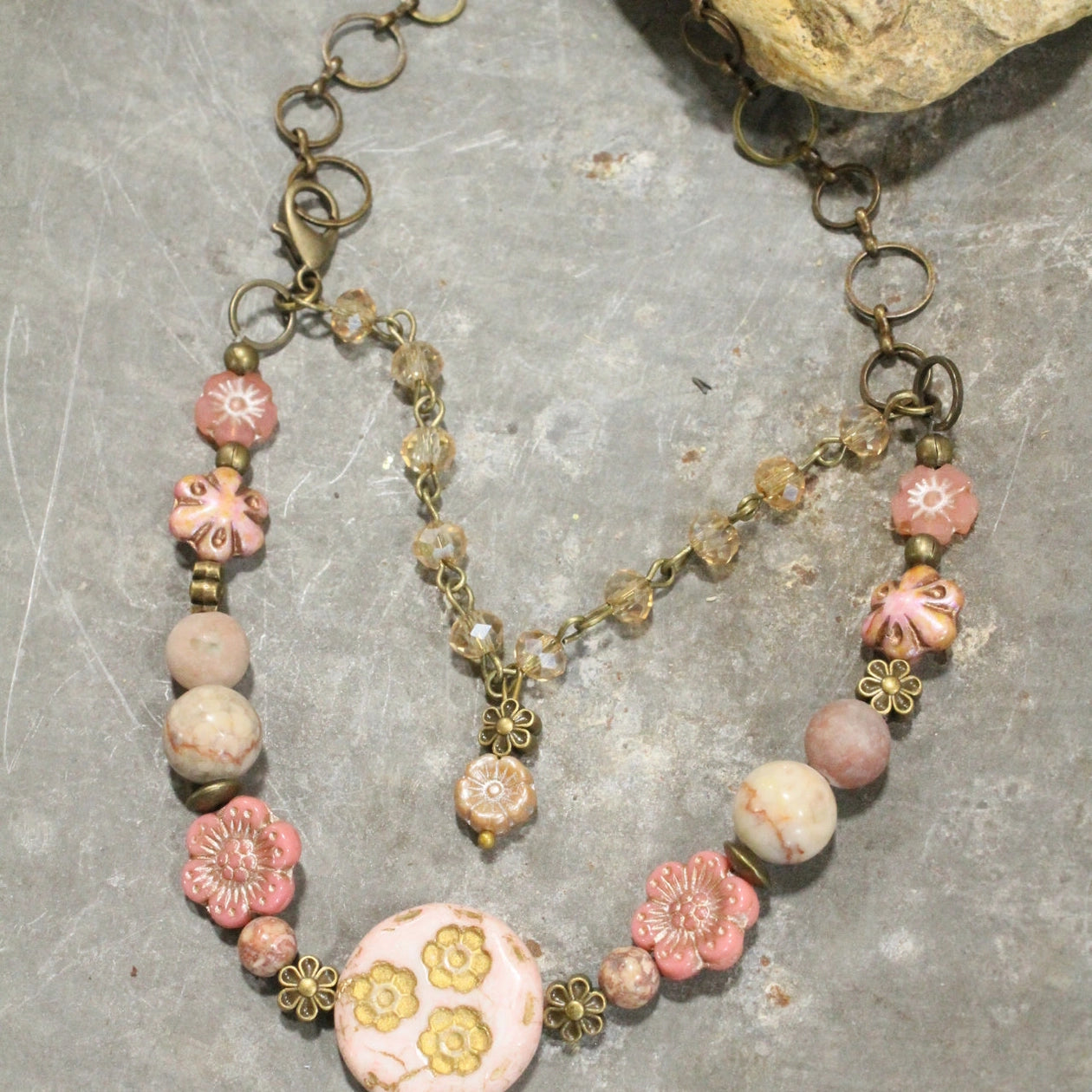 Czech Me Out Blushing Pink Layered Necklace