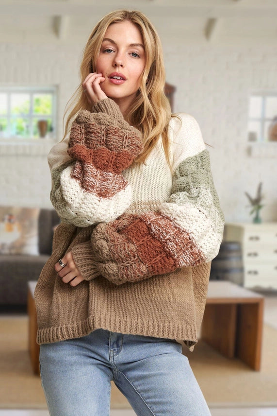 Puff Sleeve Ombre Sweater Top