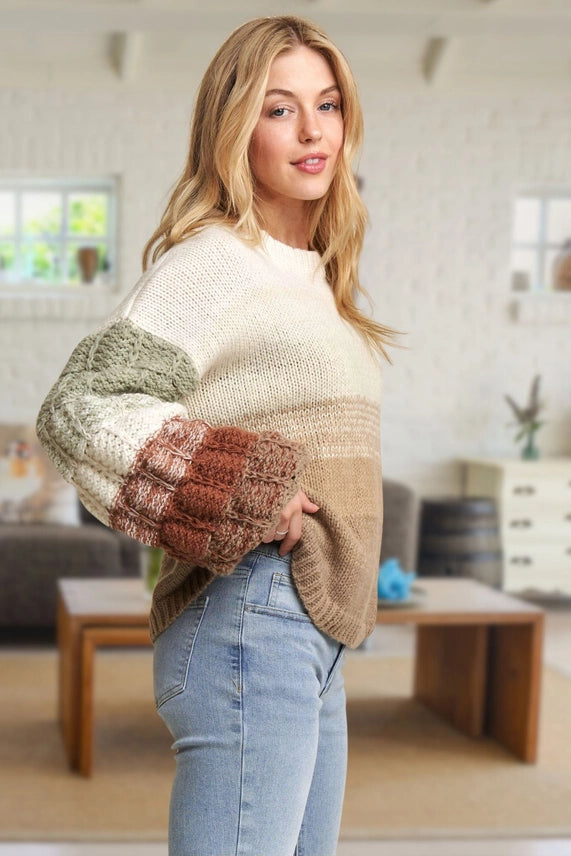 Puff Sleeve Ombre Sweater Top