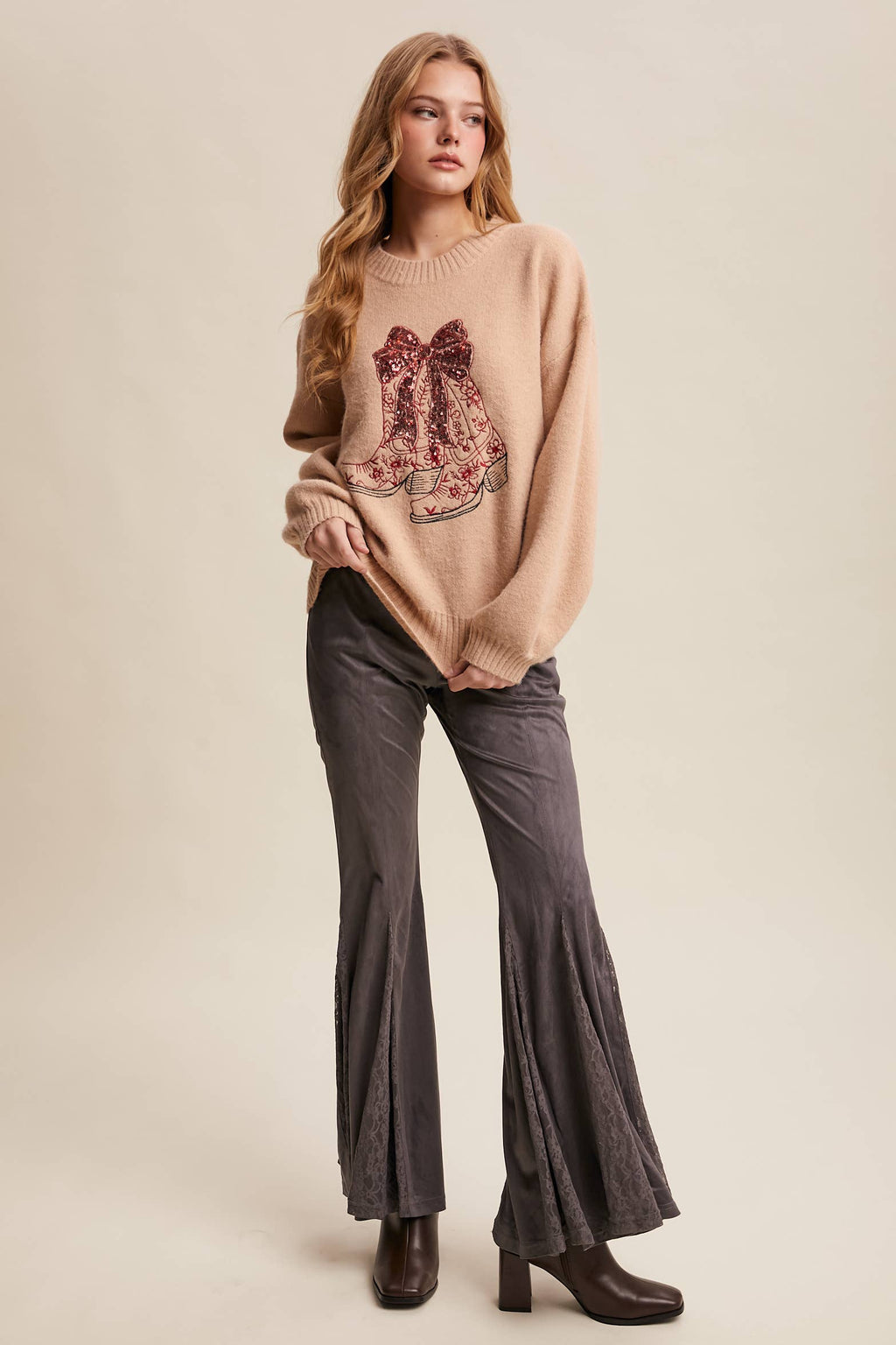 Nashville Sparkle Cowboy Boot Sweater