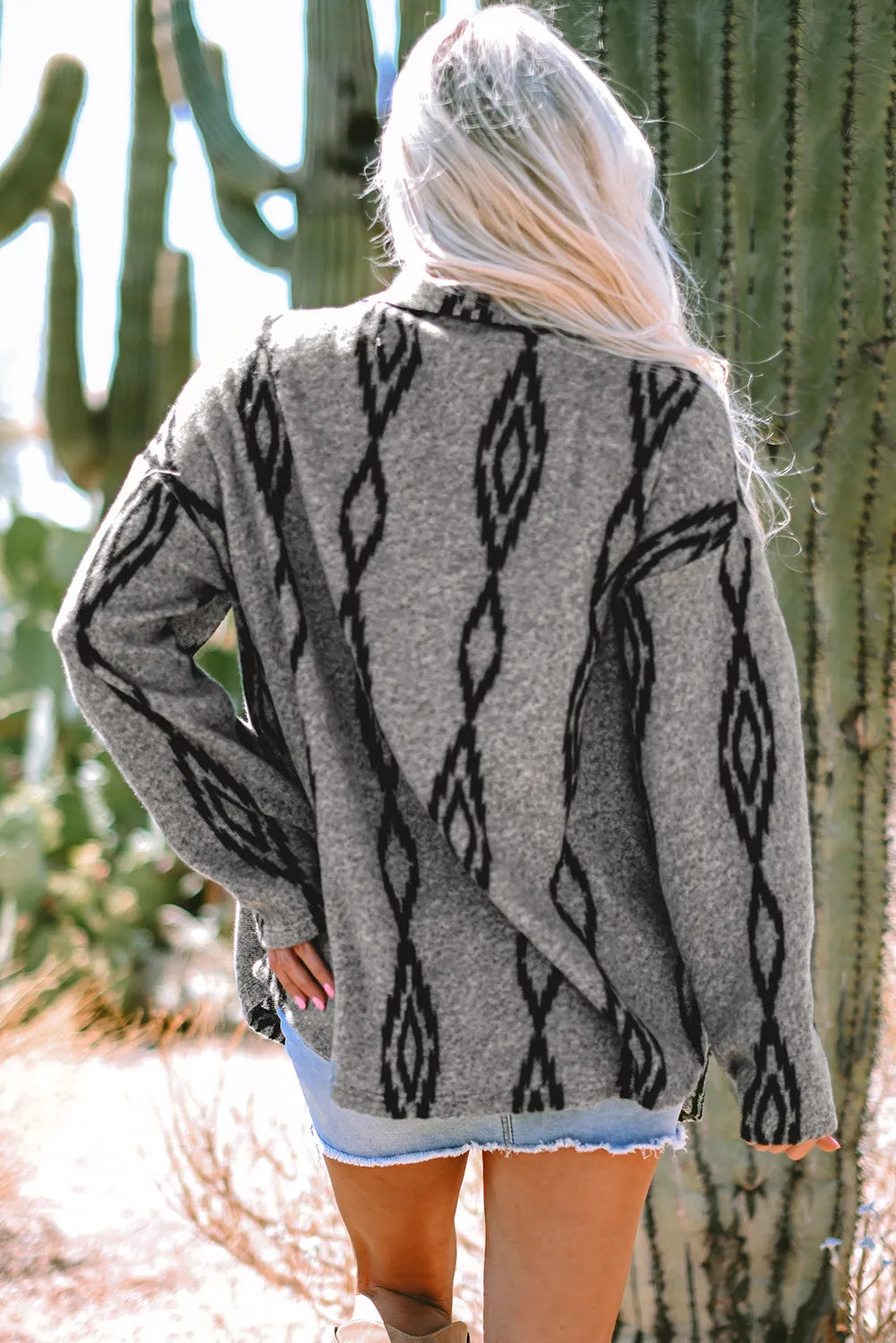 Gray Aztec Contrast Shacket