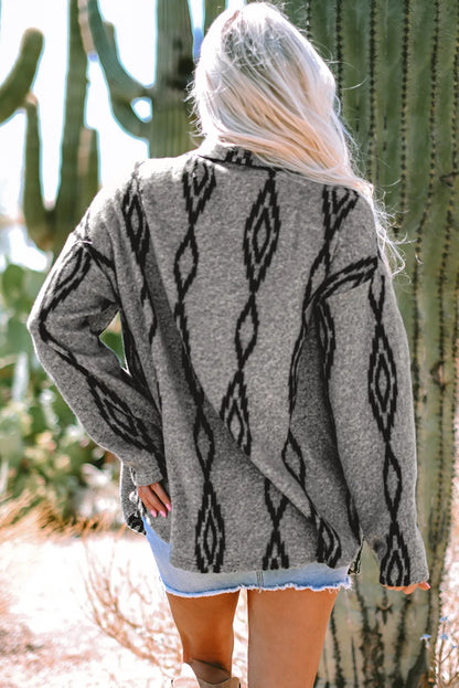 Gray Aztec Contrast Shacket