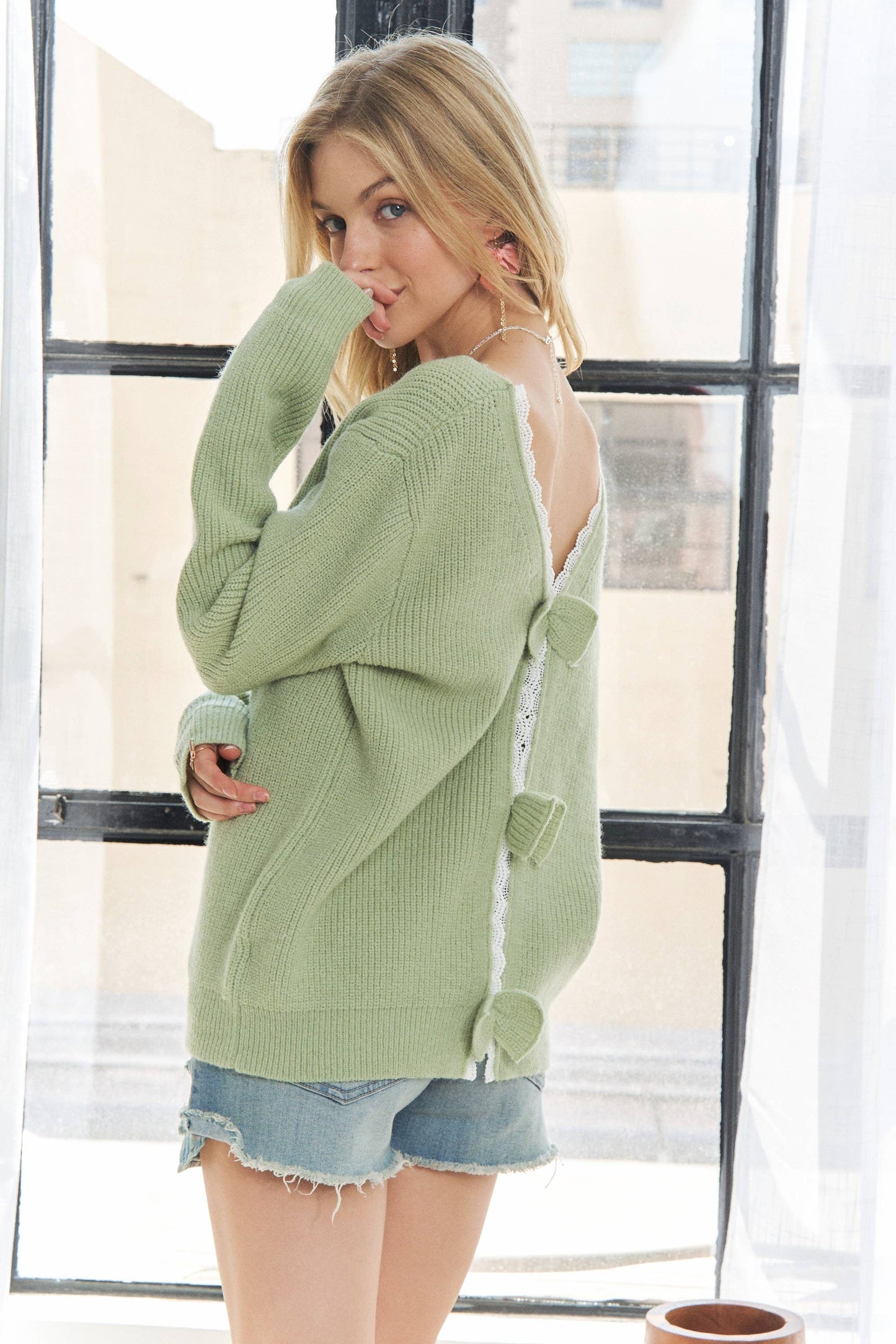 Bow Back Accent Sweater