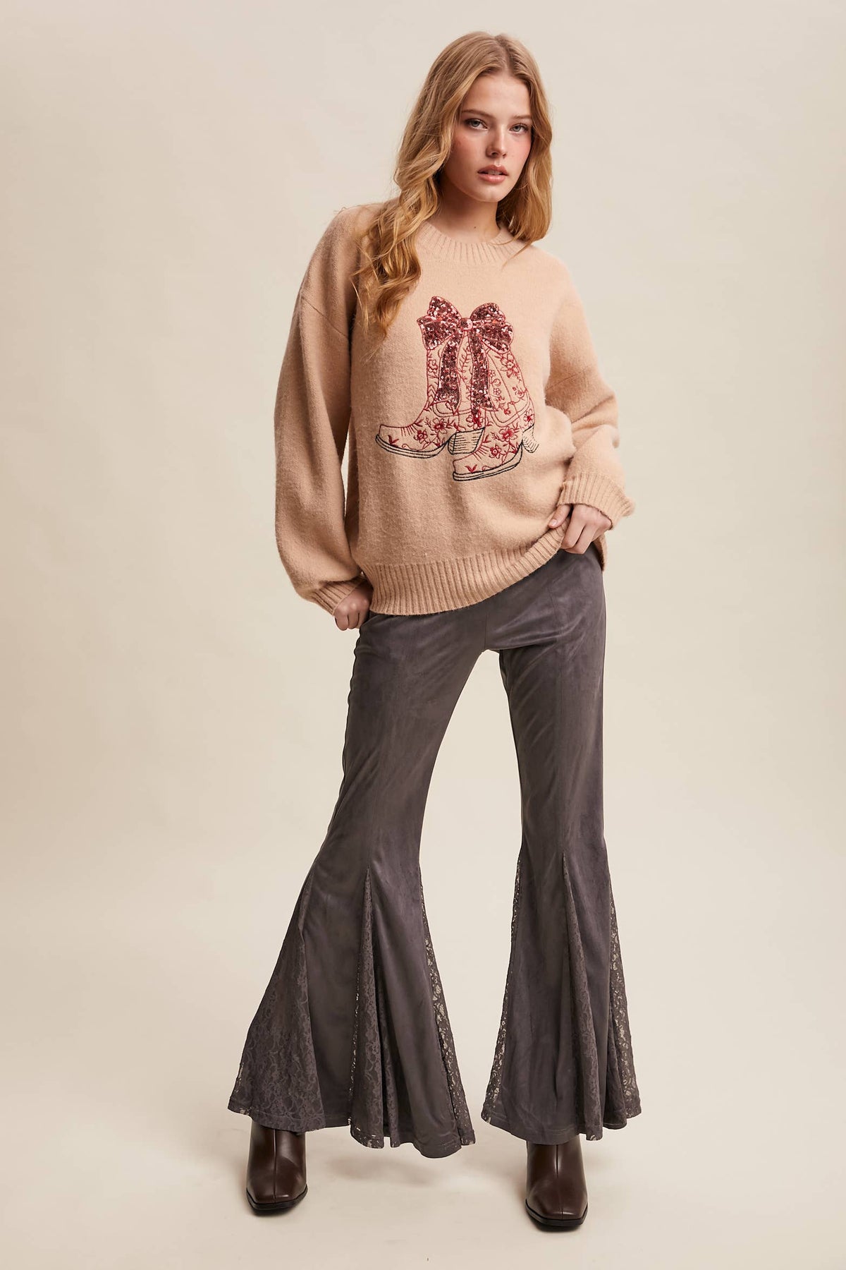 Nashville Sparkle Cowboy Boot Sweater