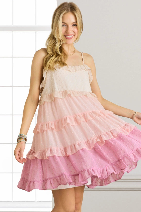 Swiss Dot Mini Dress - Mauve