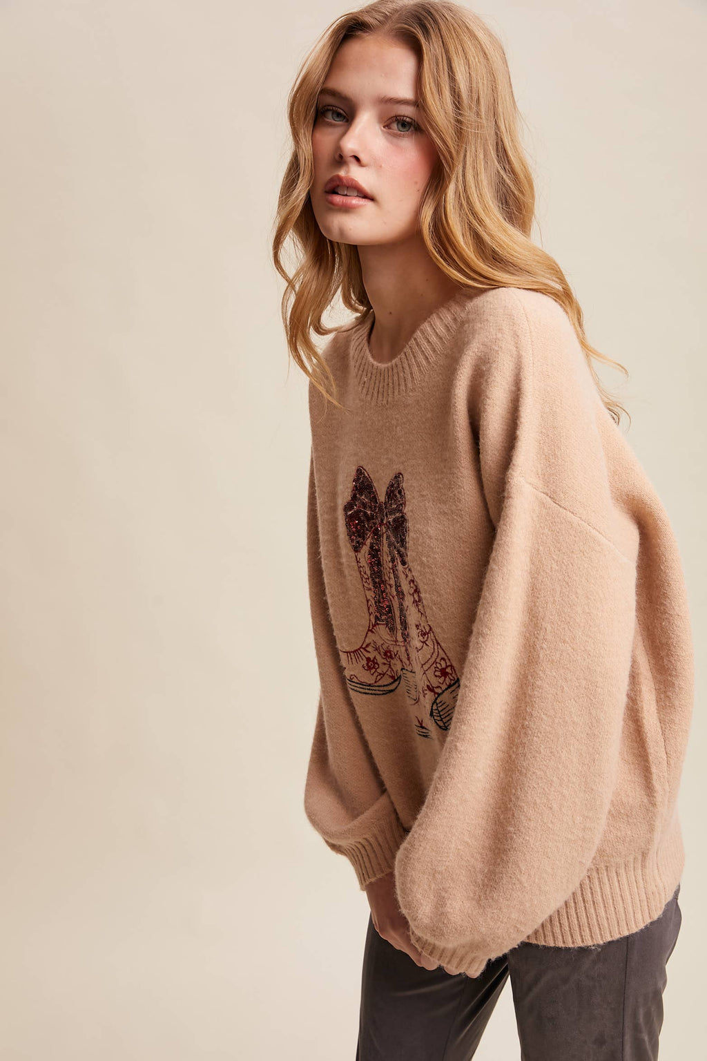 Nashville Sparkle Cowboy Boot Sweater