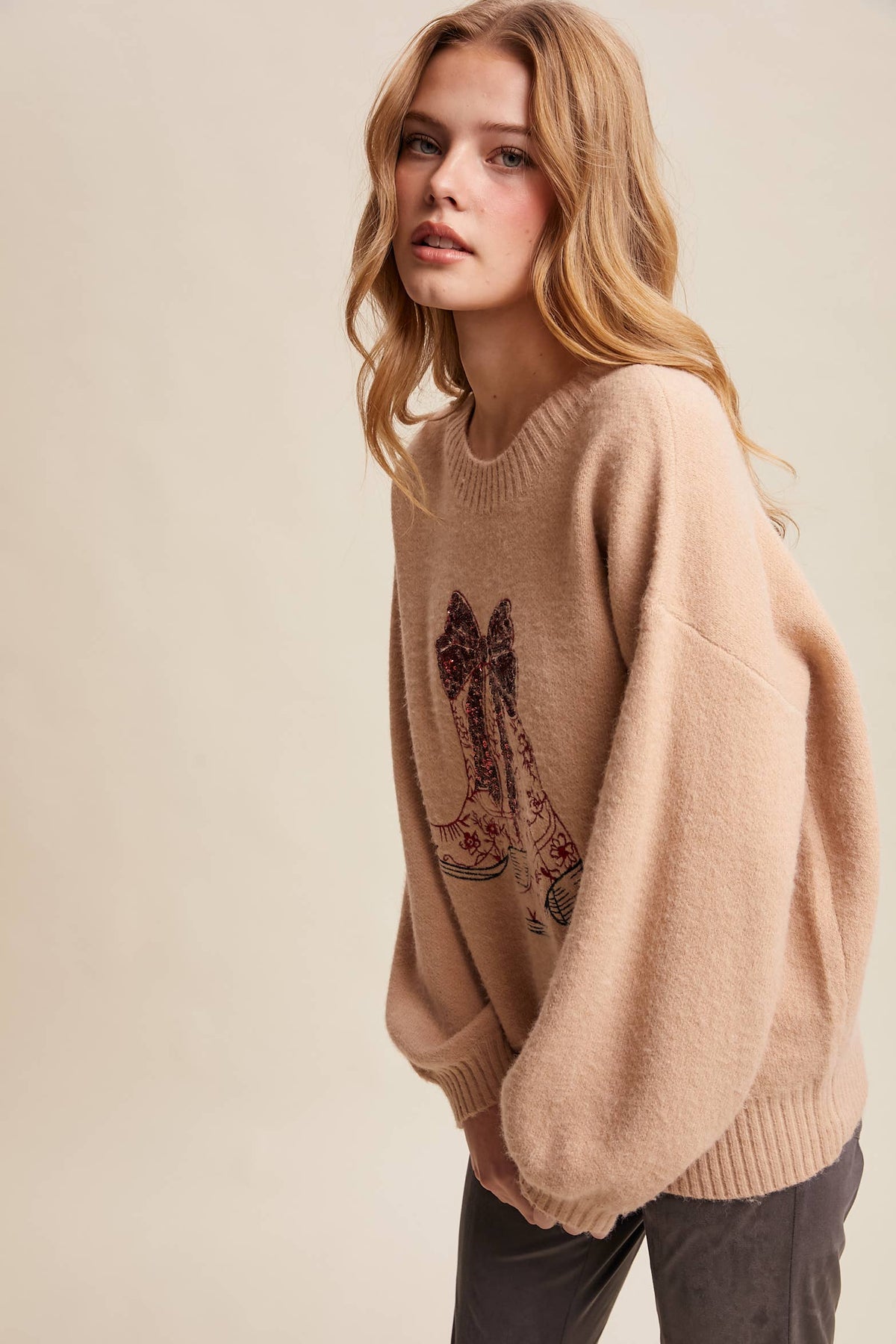 Nashville Sparkle Cowboy Boot Sweater