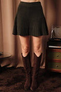 Chloe High-Waist Ribbed Flounce Skirt-Olive