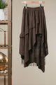 Tiered Ruffled Midi Skirt with Vintage Lace Hem