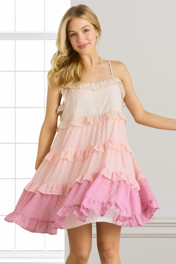 Swiss Dot Mini Dress - Mauve
