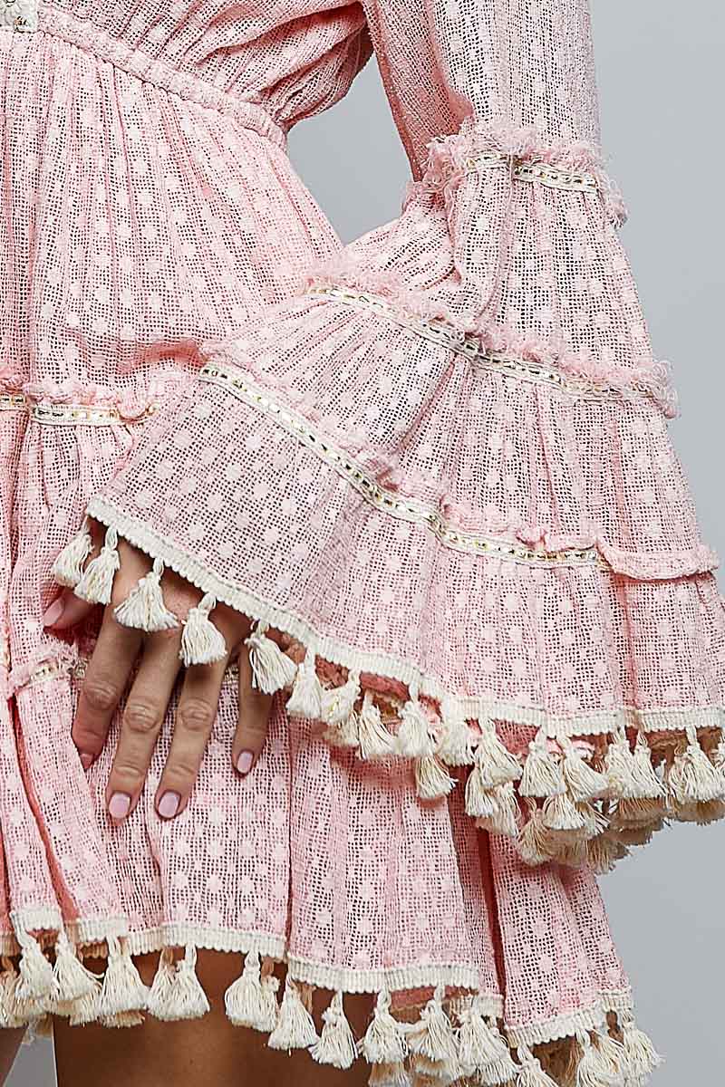 ✨ Boho Chic Embroidery & Tassel Mini Dress ✨