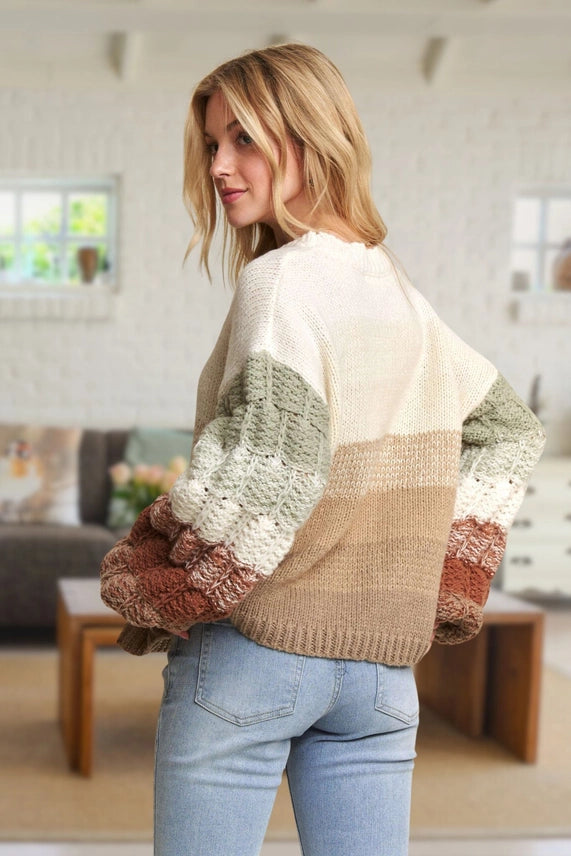 Puff Sleeve Ombre Sweater Top