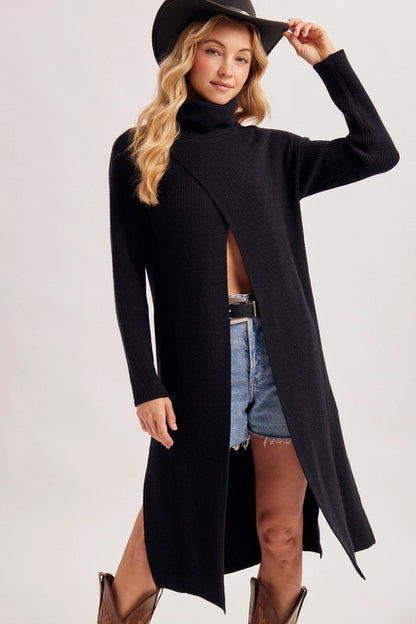 Horizon Overlap Knit Longline Sweater