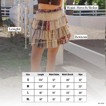 Artisan Patchwork Ruffle Mini Skirt ✨