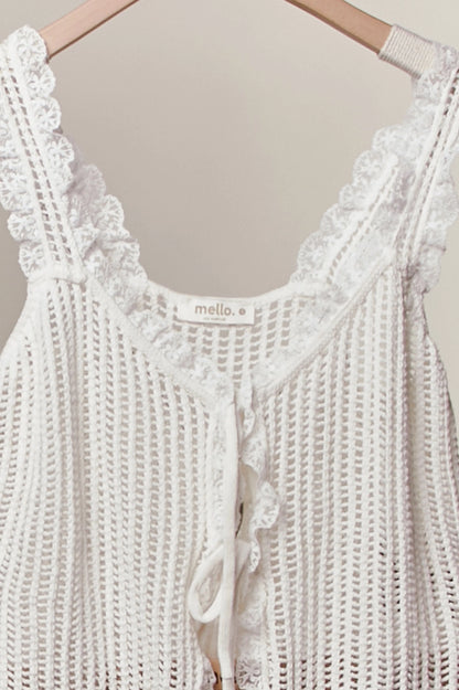 White Lace Trim Knit Vest
