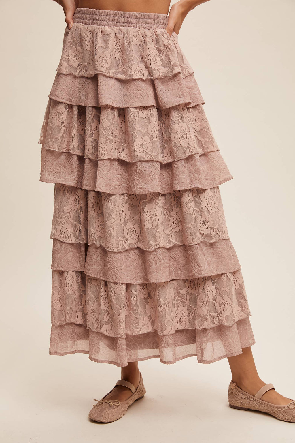 Juliet Floral Lace Tiered Maxi Skirt