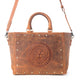 MYRA-Yellowstone Valley Soul Studded & Embossed Tote Leather Bag in Amber
