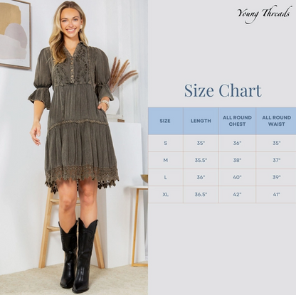 Stone-Washed Baby Doll Dress