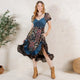 Boho Denim Patchwork Midi Dress-Floral