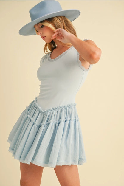 💕 Love Drop Waist Dress -Sky Blue💕